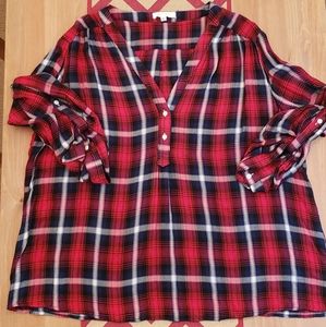 August Mist Plaid Top